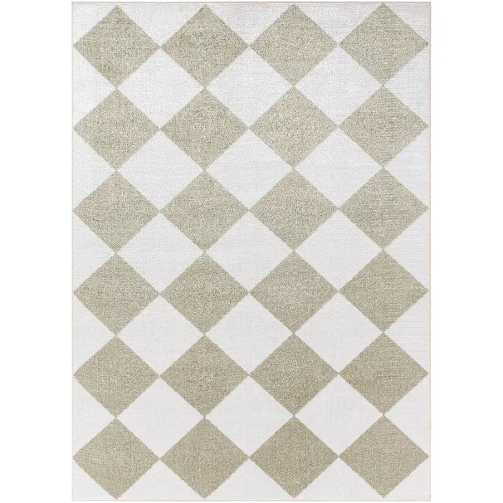Ghislaine Machine Washable Modern Boho Diamond Dusty Sage Rug - Image 5