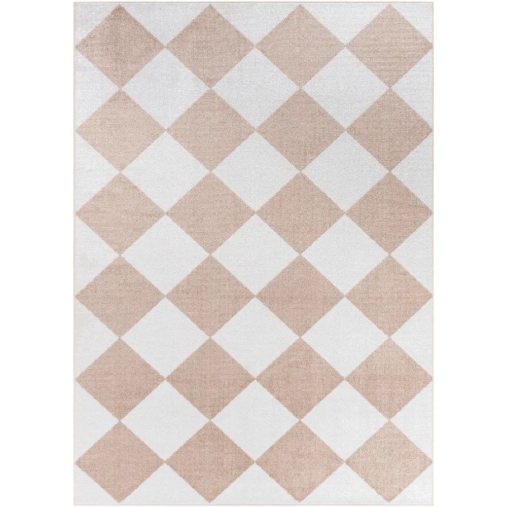 Ghislaine Machine Washable Modern Boho Diamond Light Brown Rug - Image 4