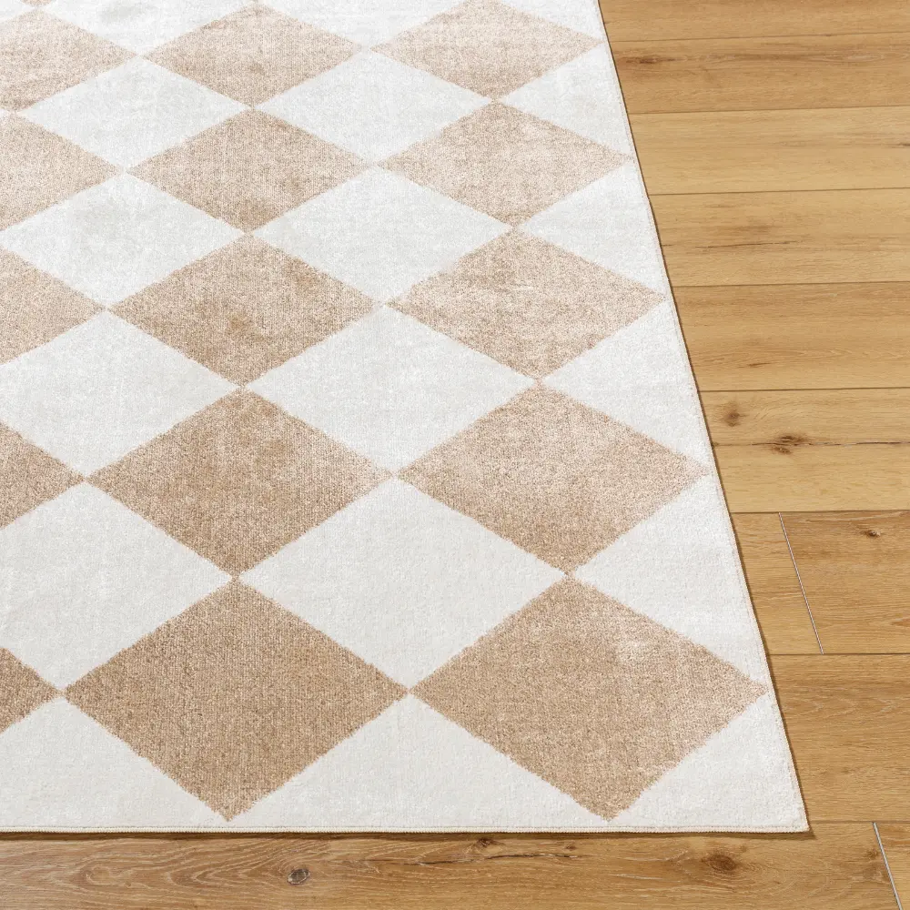 Ghislaine Machine Washable Modern Boho Diamond Light Brown Rug - Image 6