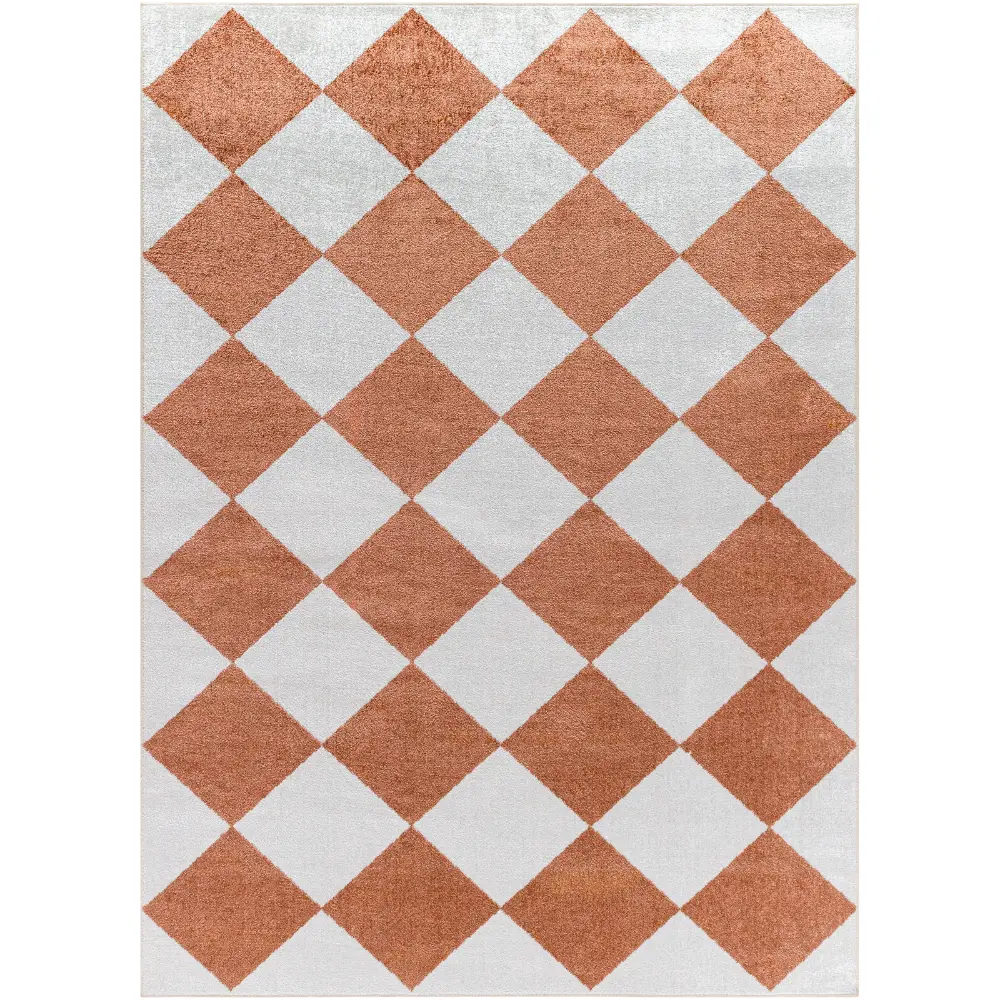 Ghislaine Machine Washable Modern Boho Diamond Rust Rug - Image 4