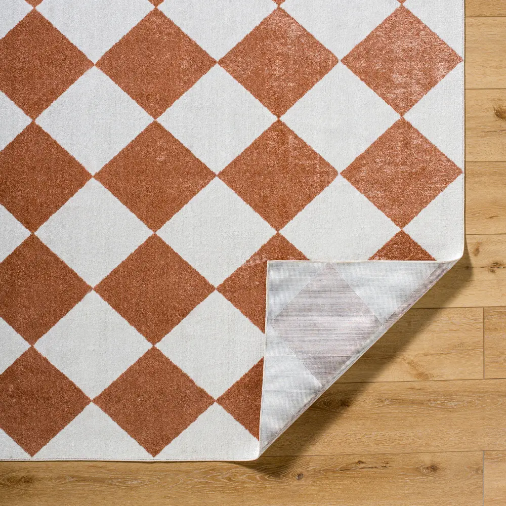 Ghislaine Machine Washable Modern Boho Diamond Rust Rug - Image 5