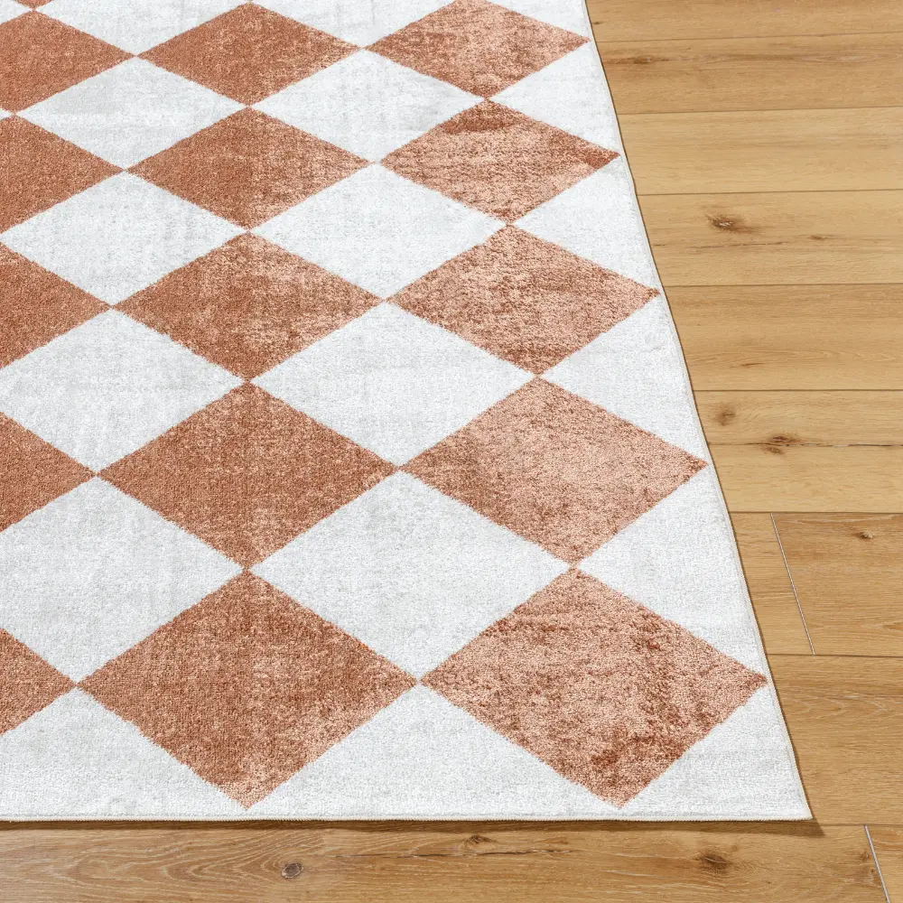 Ghislaine Machine Washable Modern Boho Diamond Rust Rug - Image 6