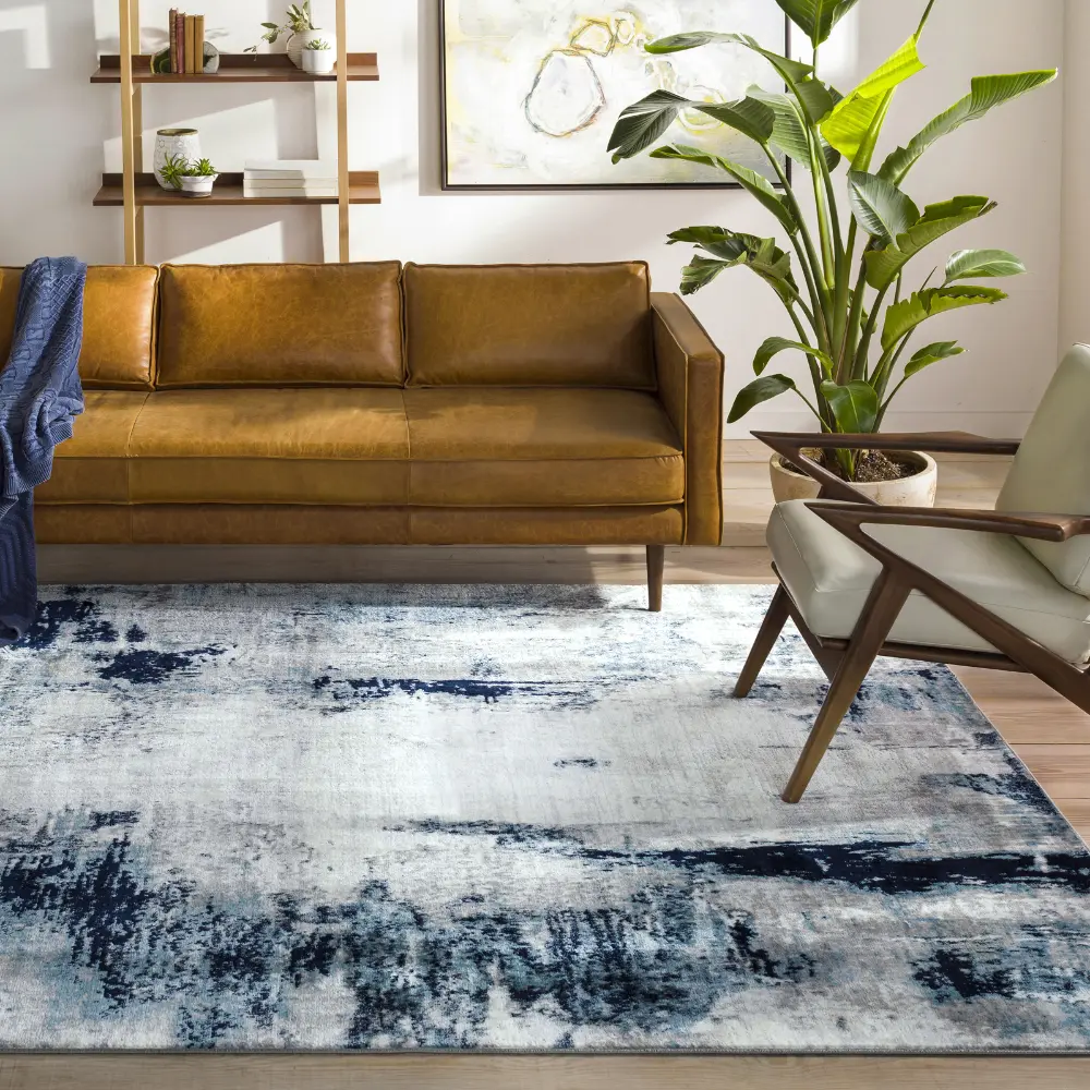 Giulia Abstract Modern Marble Aqua/Navy Rug - Image 10