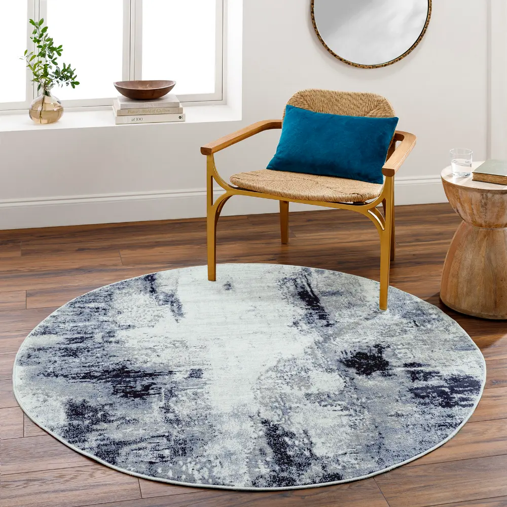 Giulia Abstract Modern Marble Aqua/Navy Rug - Image 18