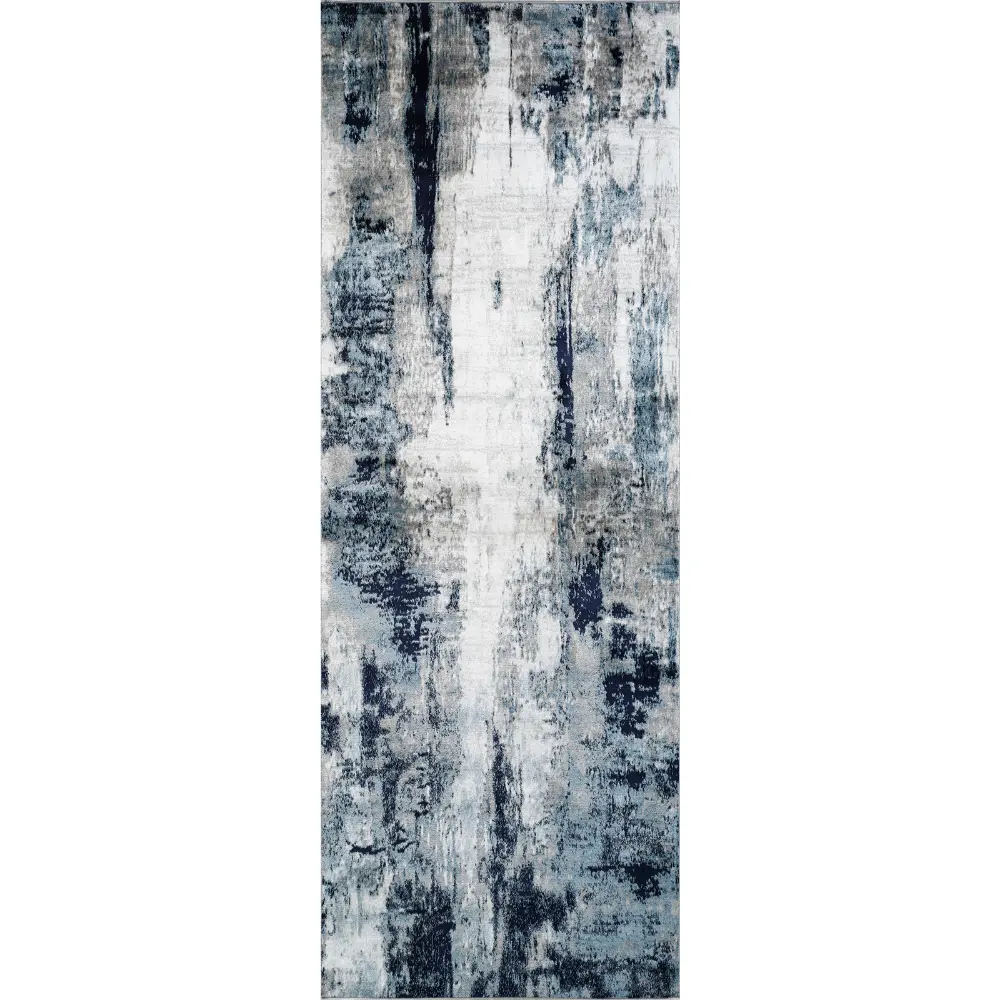 Giulia Abstract Modern Marble Aqua/Navy Rug - Image 2