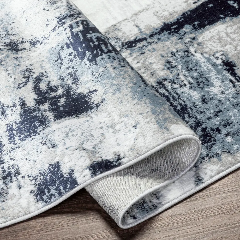 Giulia Abstract Modern Marble Aqua/Navy Rug - Image 7