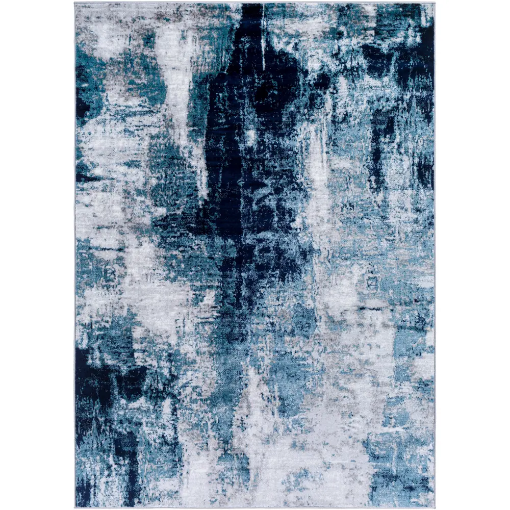 Giulia Abstract Modern Marble Dark Teal Rug - Image 2
