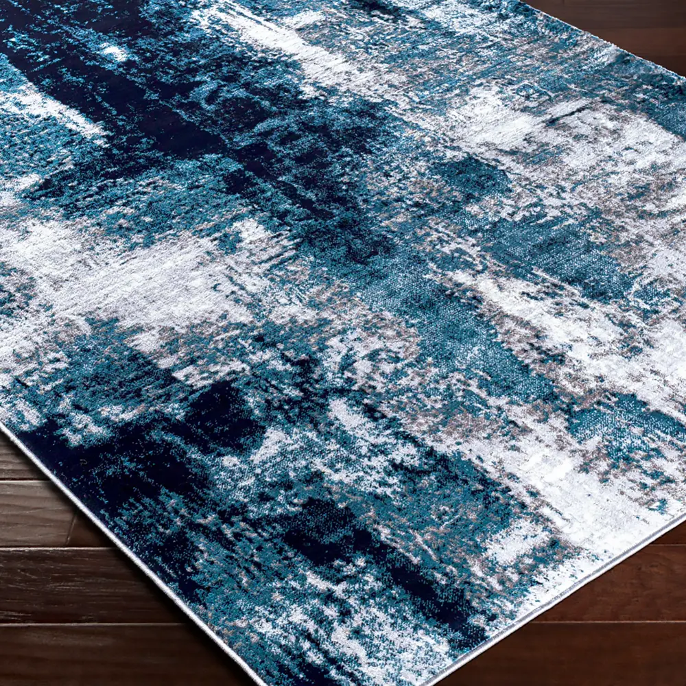 Giulia Abstract Modern Marble Dark Teal Rug - Image 3