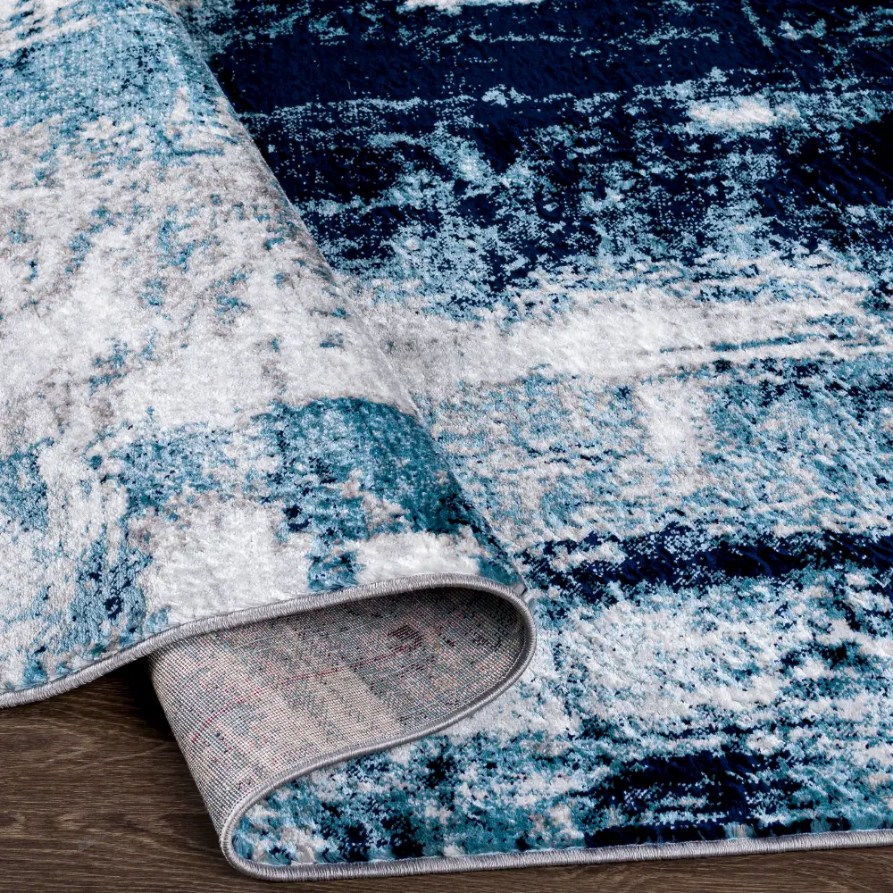 Giulia Abstract Modern Marble Dark Teal Rug - Image 4
