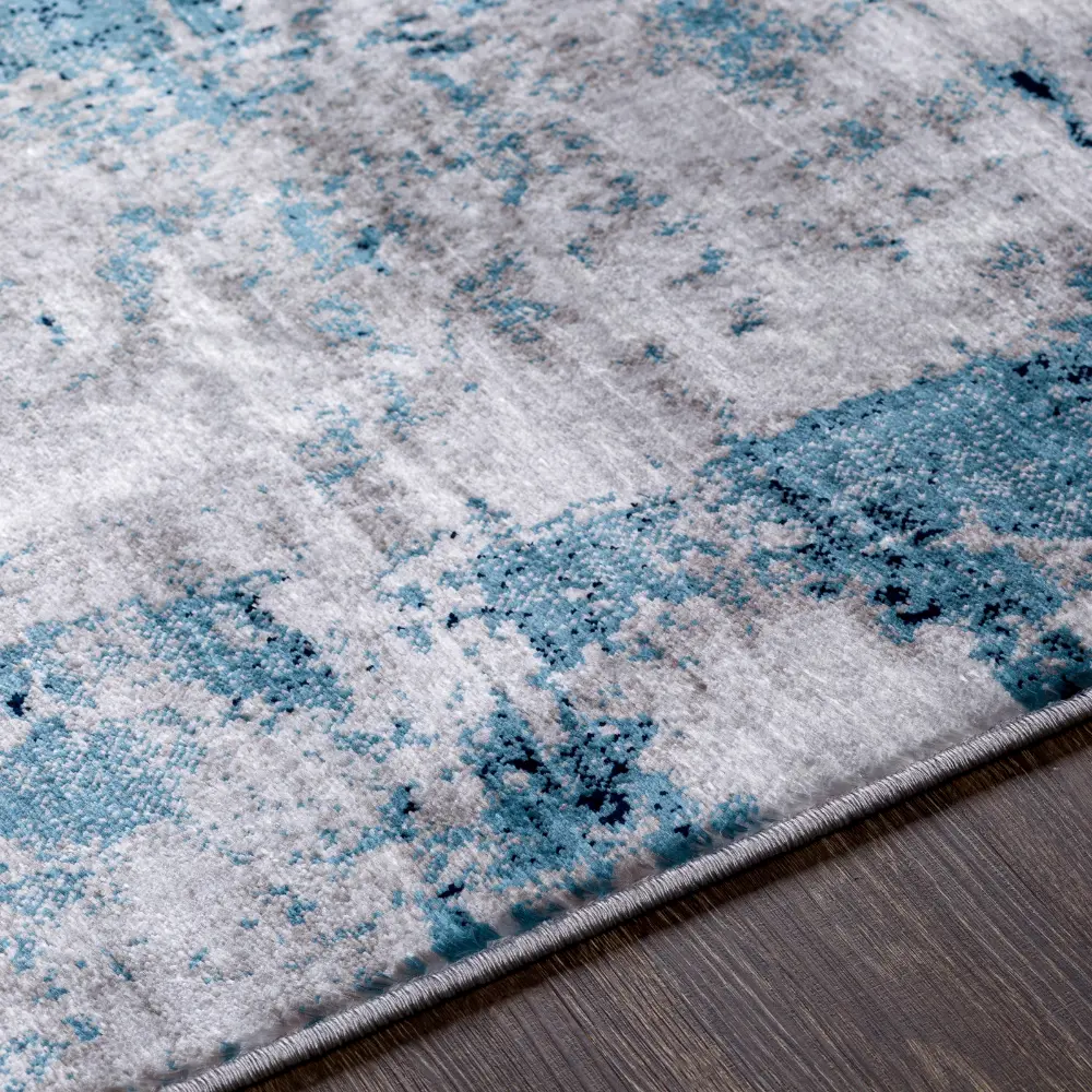 Giulia Abstract Modern Marble Dark Teal Rug - Image 9