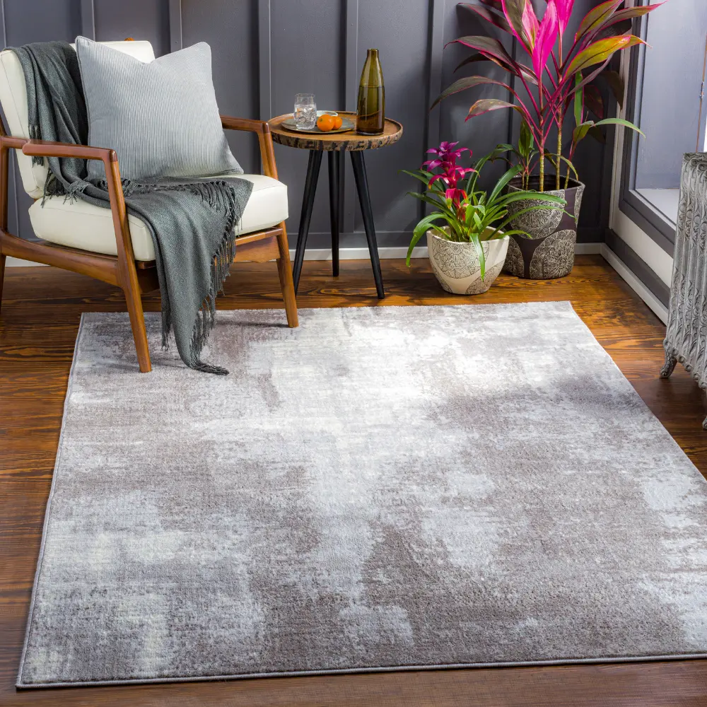 Giulia Abstract Modern Marble Light Grey Rug - Image 2