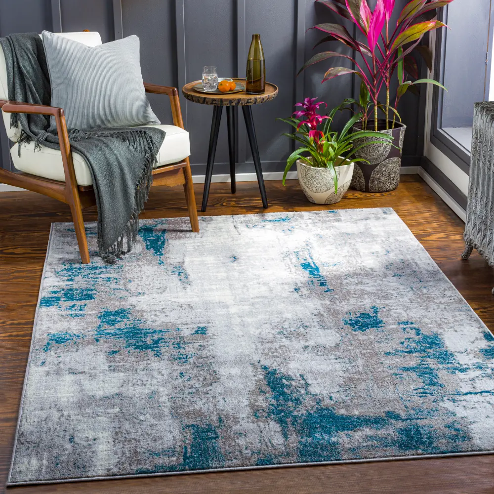 Giulia Abstract Modern Marble Medium Grey Rug - Image 4