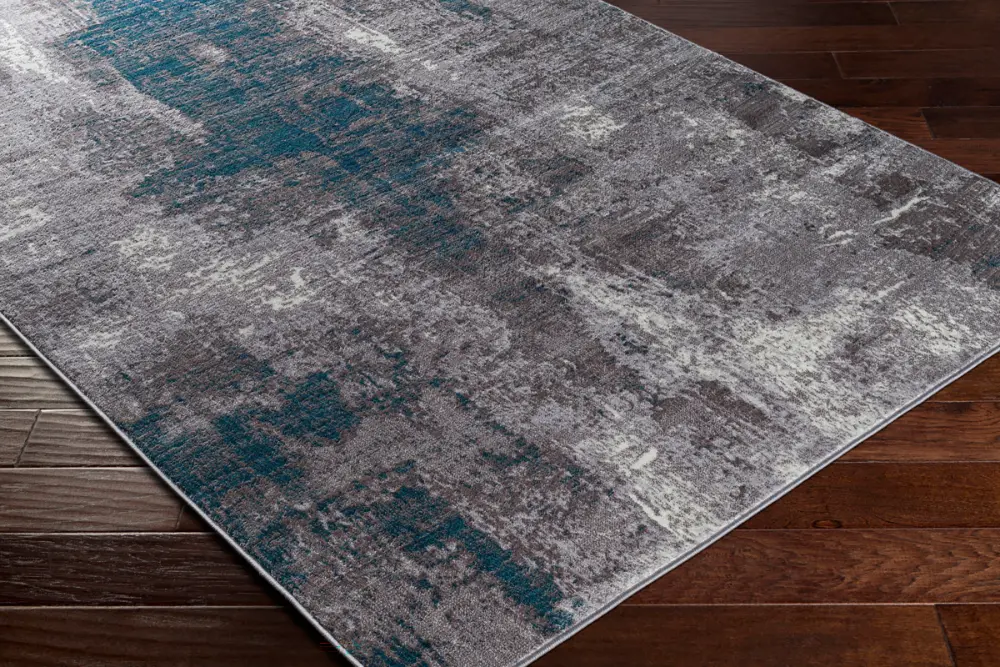 Giulia Abstract Modern Marble Teal Rug - Image 4