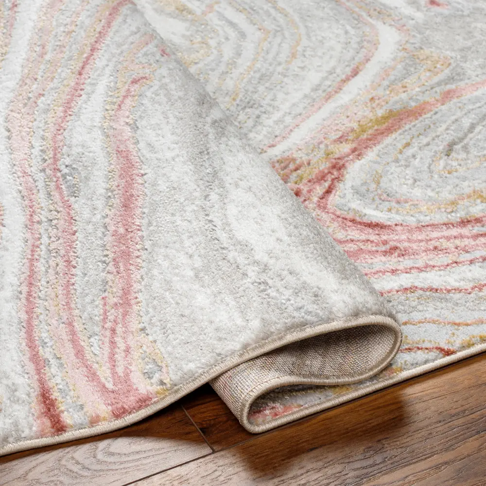 Glendy Abstract Modern Marble Coral/Beige Rug - Image 5