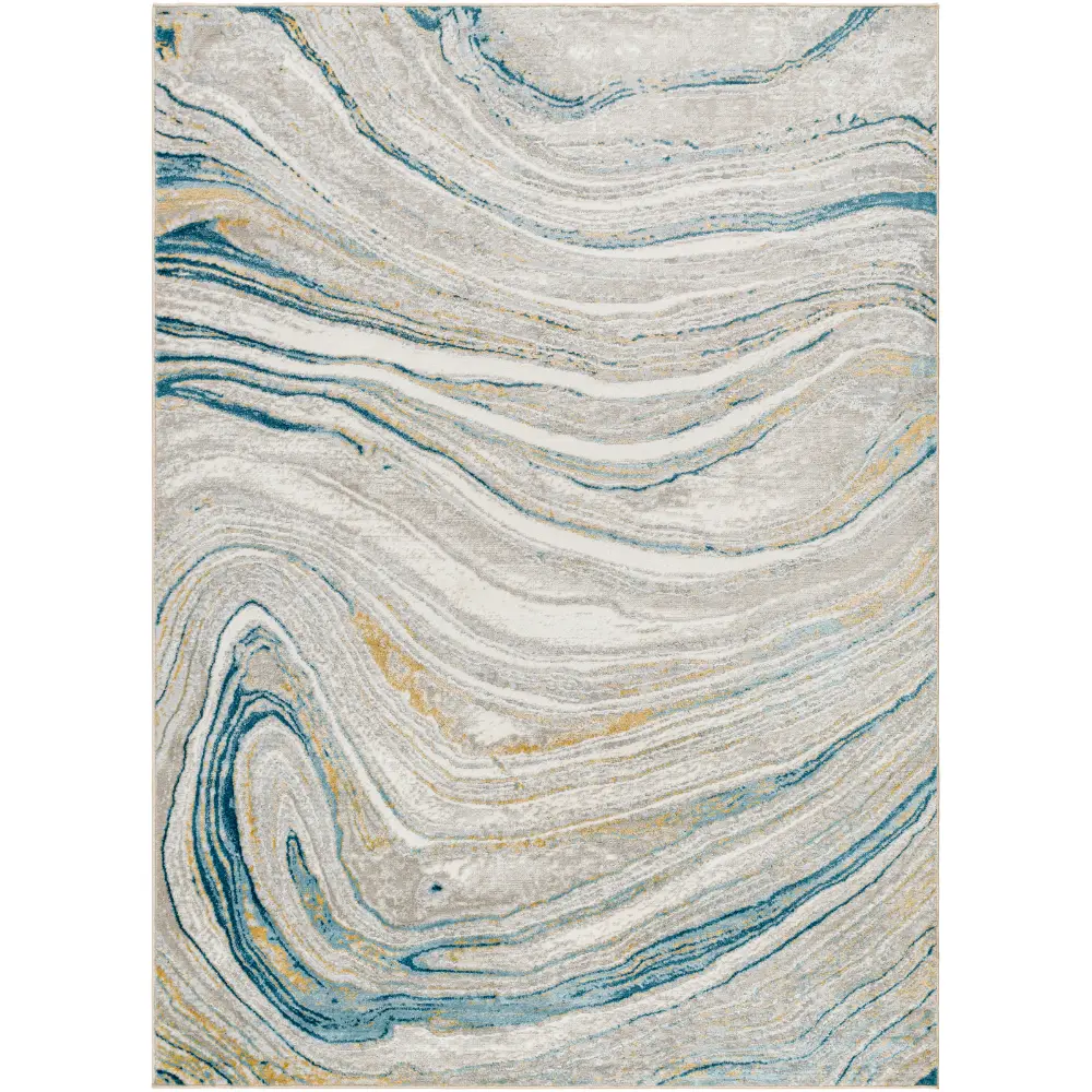Glendy Abstract Modern Marble Dark Teal/Beige Rug - Image 4