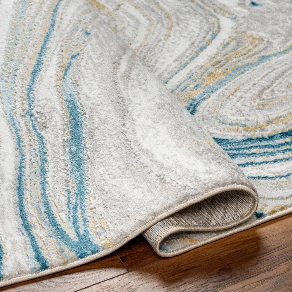 Glendy Abstract Modern Marble Dark Teal/Beige Rug - Image 5