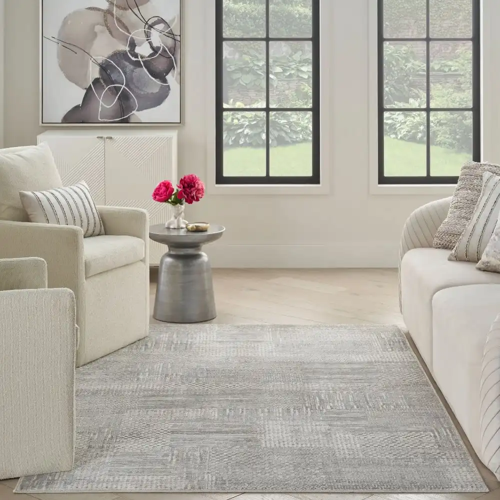 Glitz Nourison GLZ 09 Silver Grey Rug - Image 3