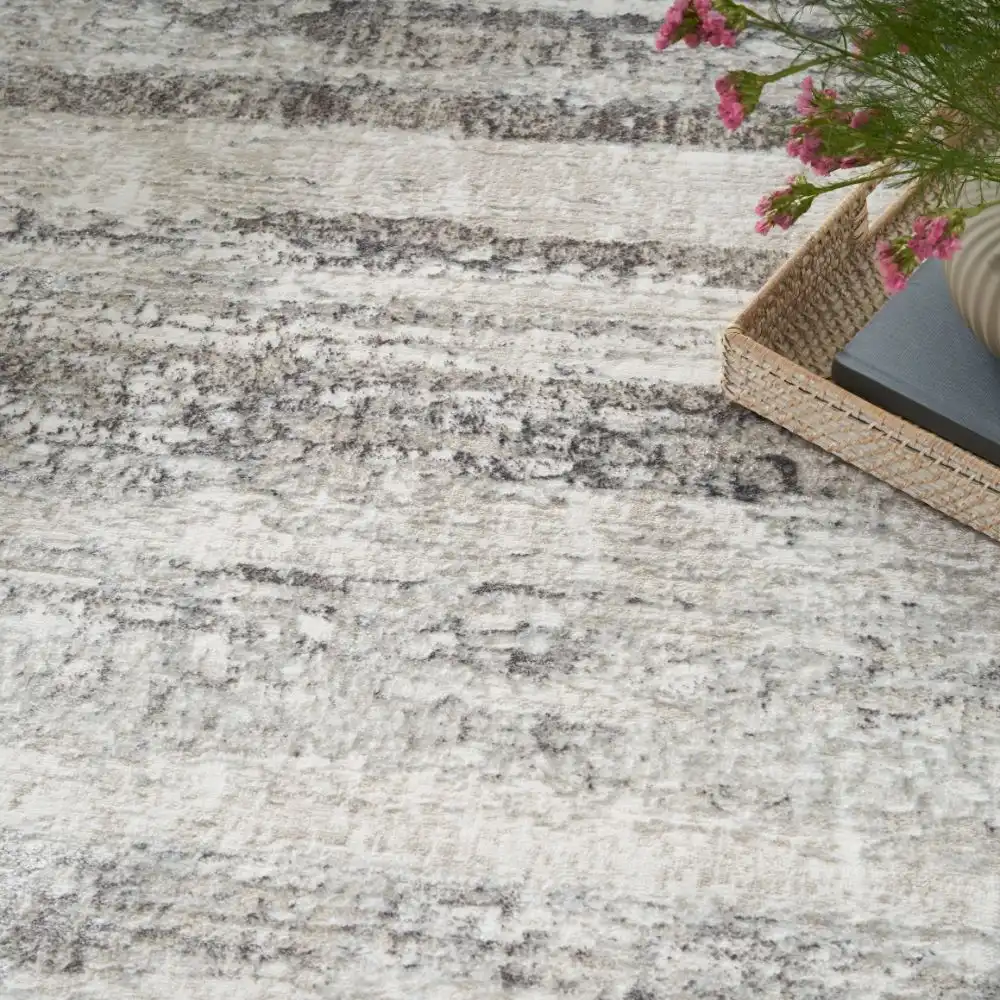 Glitz Nourison GLZ 10 Cream Grey Rug - Image 2