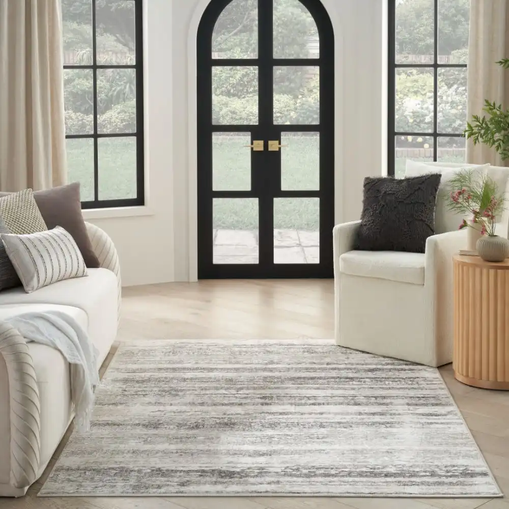Glitz Nourison GLZ 10 Cream Grey Rug - Image 3