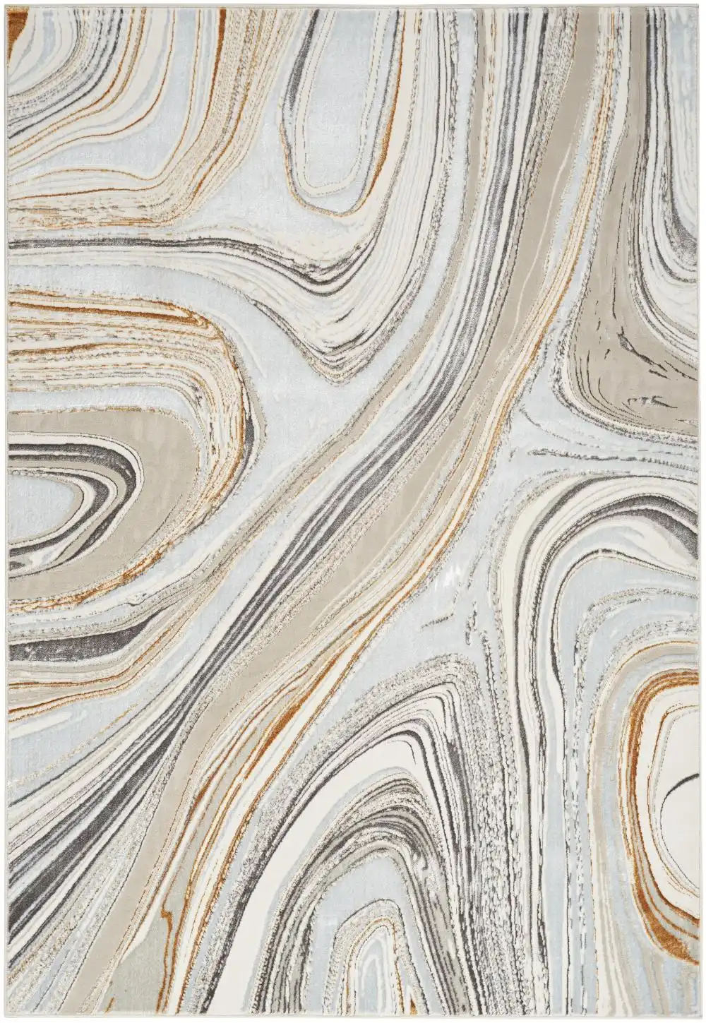 Glitz Nourison GLZ21 Grey Gold Rug - Image 4