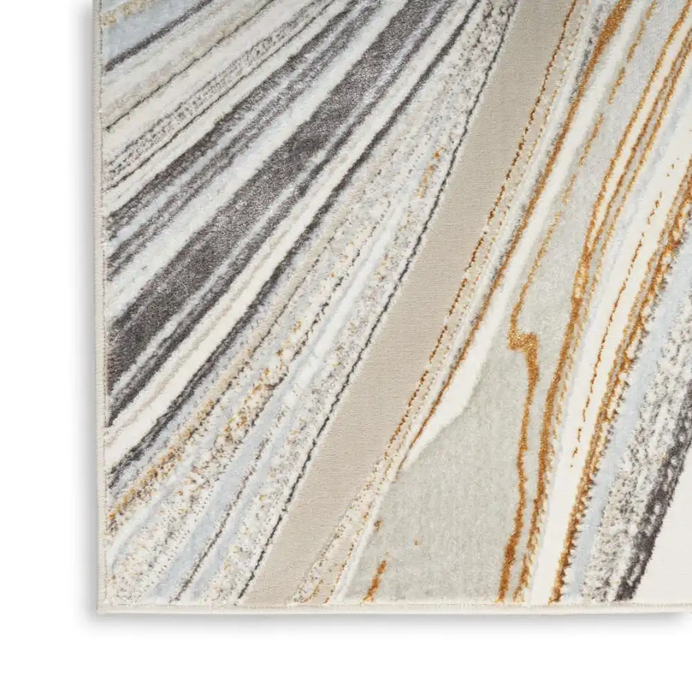 Glitz Nourison GLZ21 Grey Gold Rug - Image 5