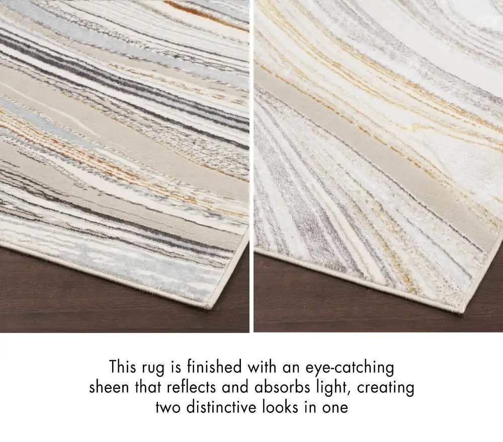 Glitz Nourison GLZ21 Grey Gold Rug - Image 7