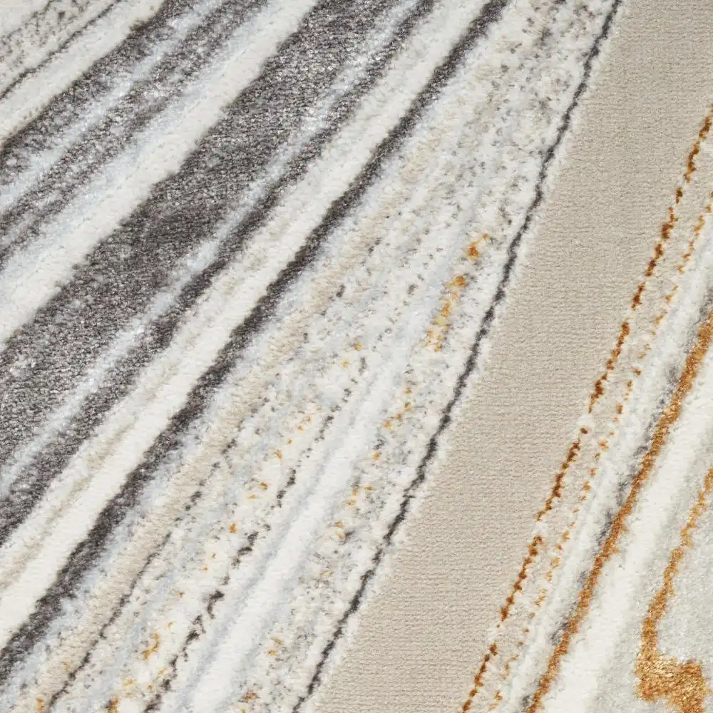 Glitz Nourison GLZ21 Grey Gold Rug - Image 8