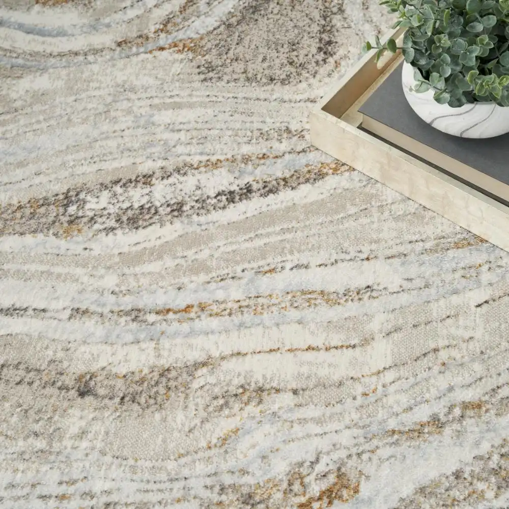 Glitz Nourison GLZ22 Grey Gold Rug - Image 3