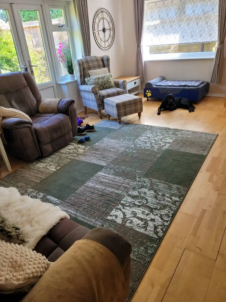 Gloria 105521 Bloques Green Cream Rug - Image 2