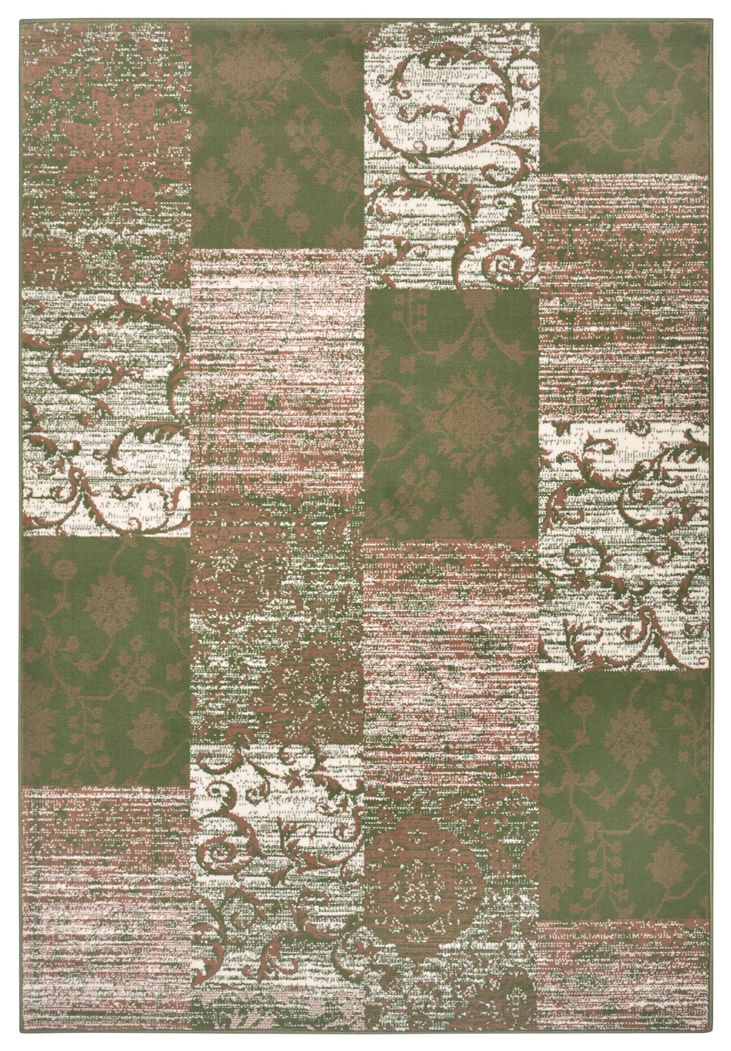 Gloria 105521 Bloques Green Cream Rug - Image 3