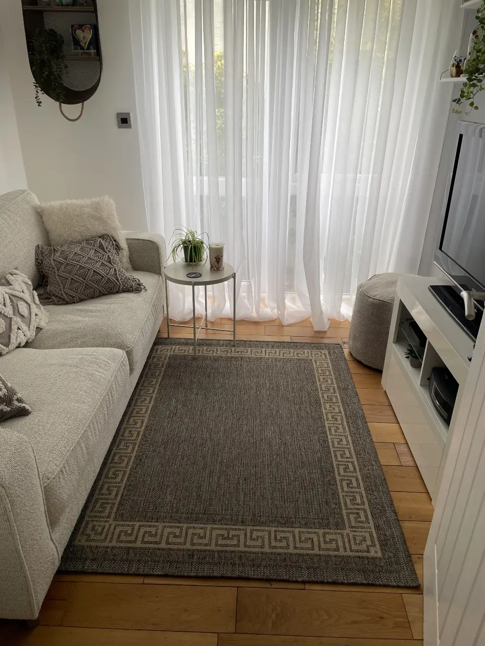 Greek Key Flatweave Grey Rug - Image 2