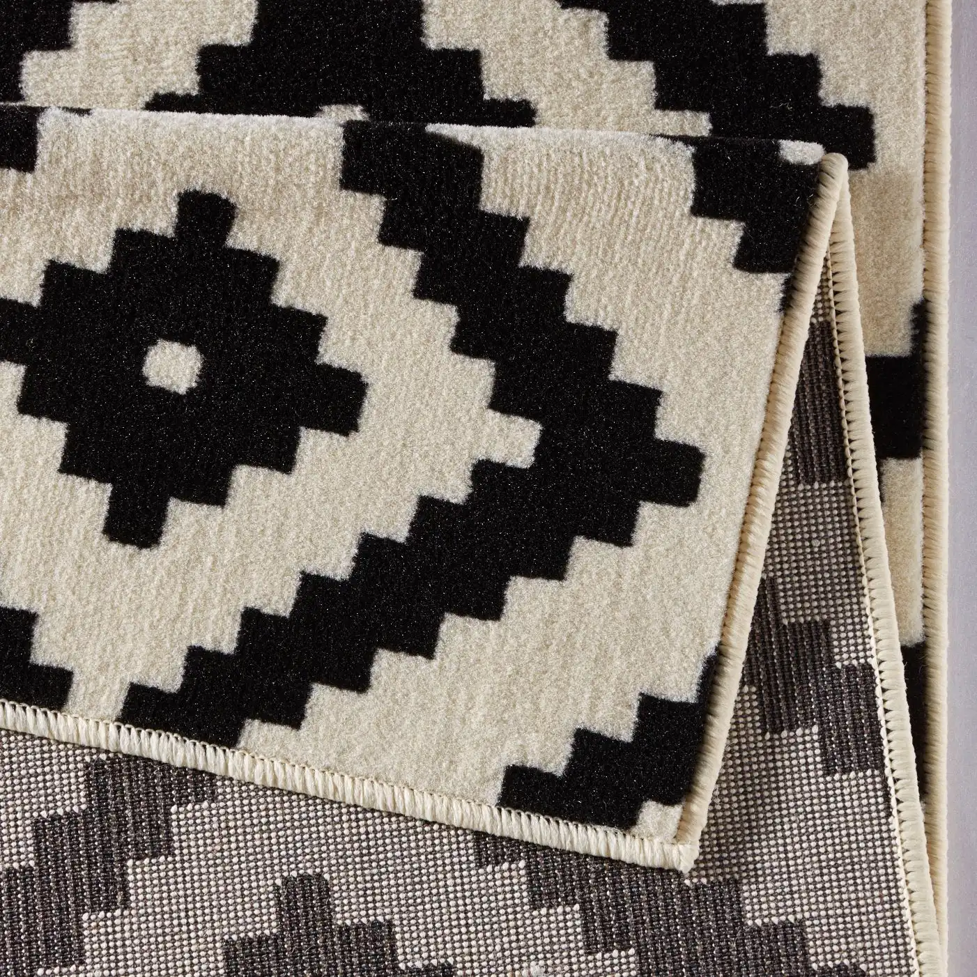 Hamla 102332 Diamond Cream Black Rug - Image 3