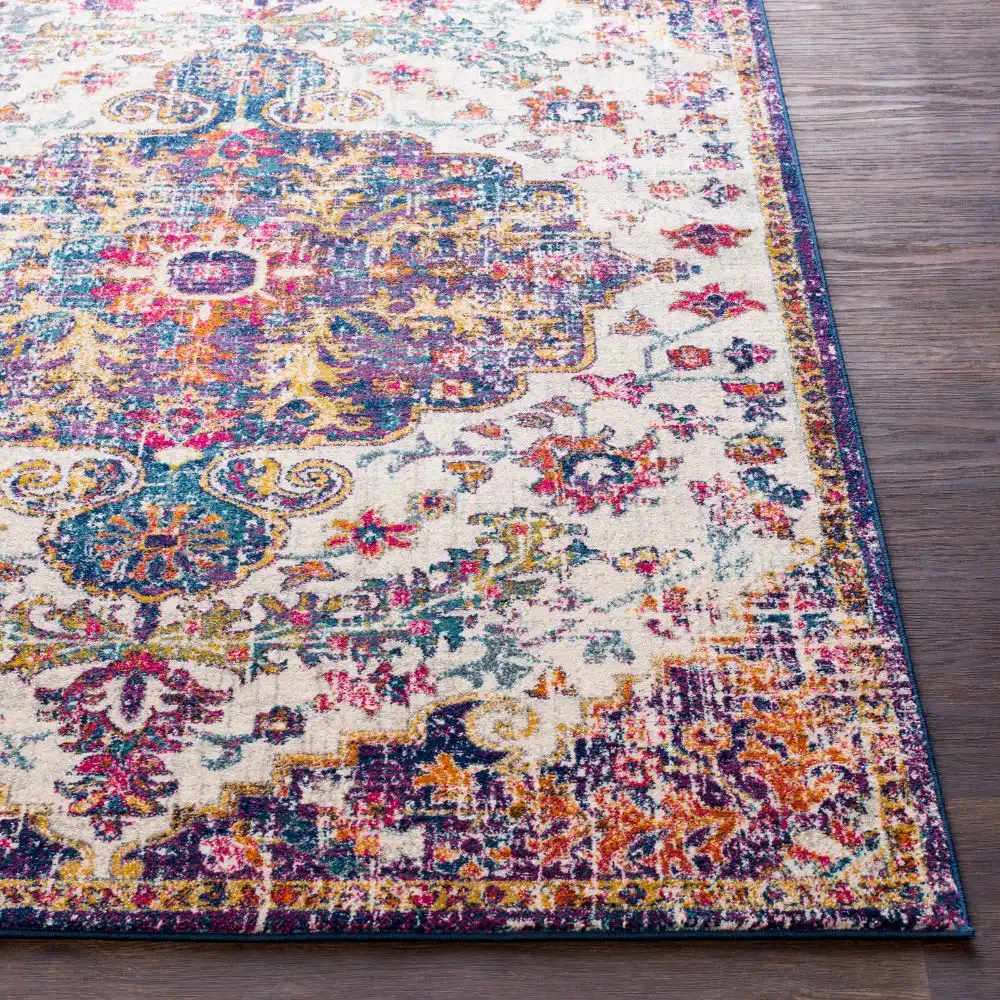 Lou Vintage Oriental Boho Orange/Dark Blue Rug - Image 2