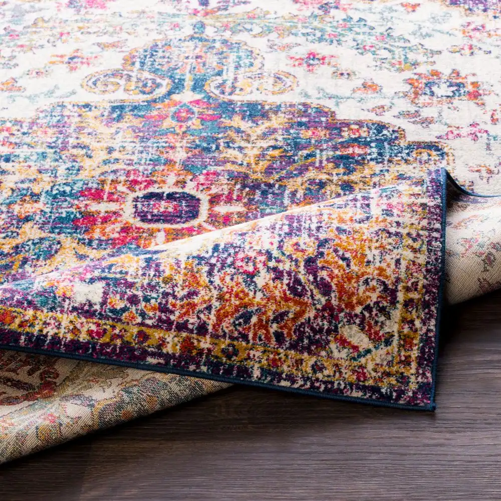 Lou Vintage Oriental Boho Orange/Dark Blue Rug - Image 3