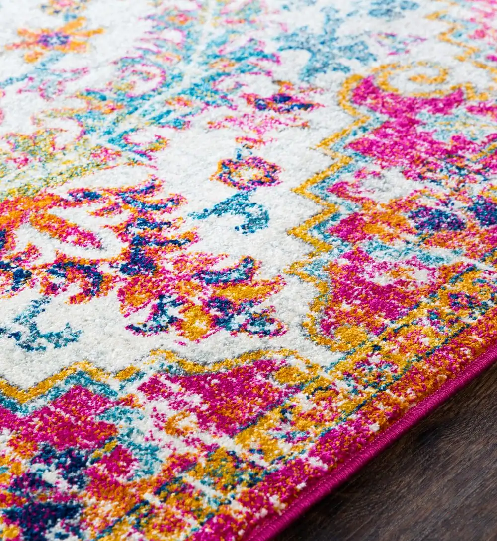 Lou Vintage Oriental Boho Neon Pink Rug - Image 3
