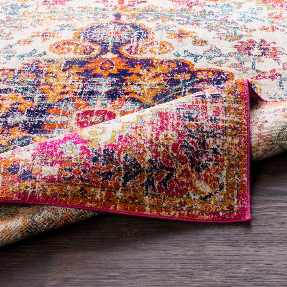 Lou Vintage Oriental Boho Neon Pink Rug - Image 6