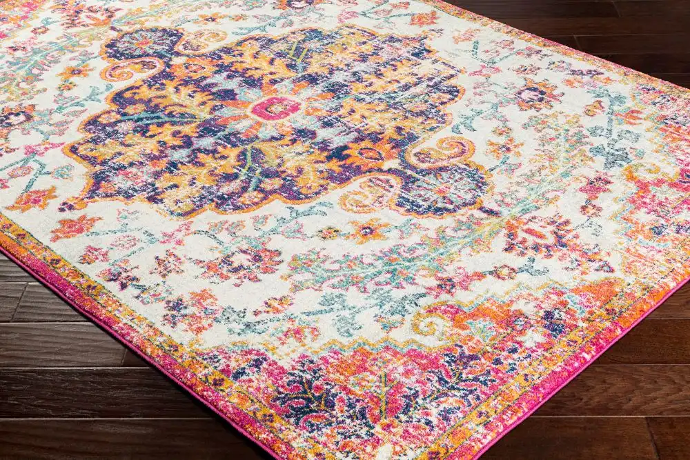 Lou Vintage Oriental Boho Neon Pink Rug - Image 7