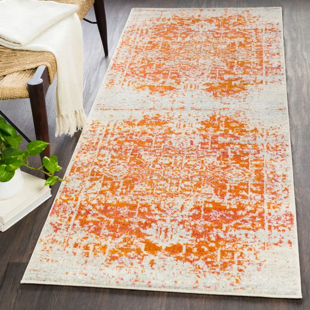 Juliette Vintage Oriental Boho Orange/White Rug - Image 2