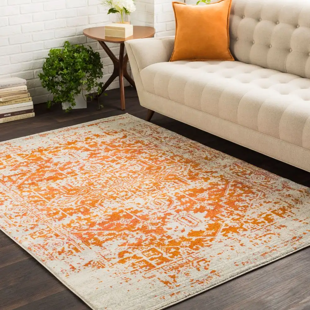 Juliette Vintage Oriental Boho Orange/White Rug - Image 6