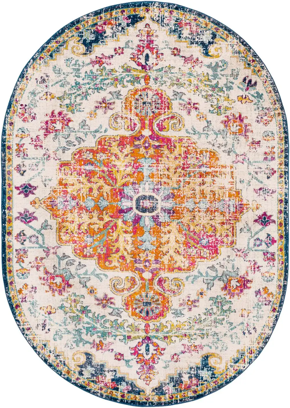 Lou Vintage Oriental Boho Saffron/Navy Rug - Image 10