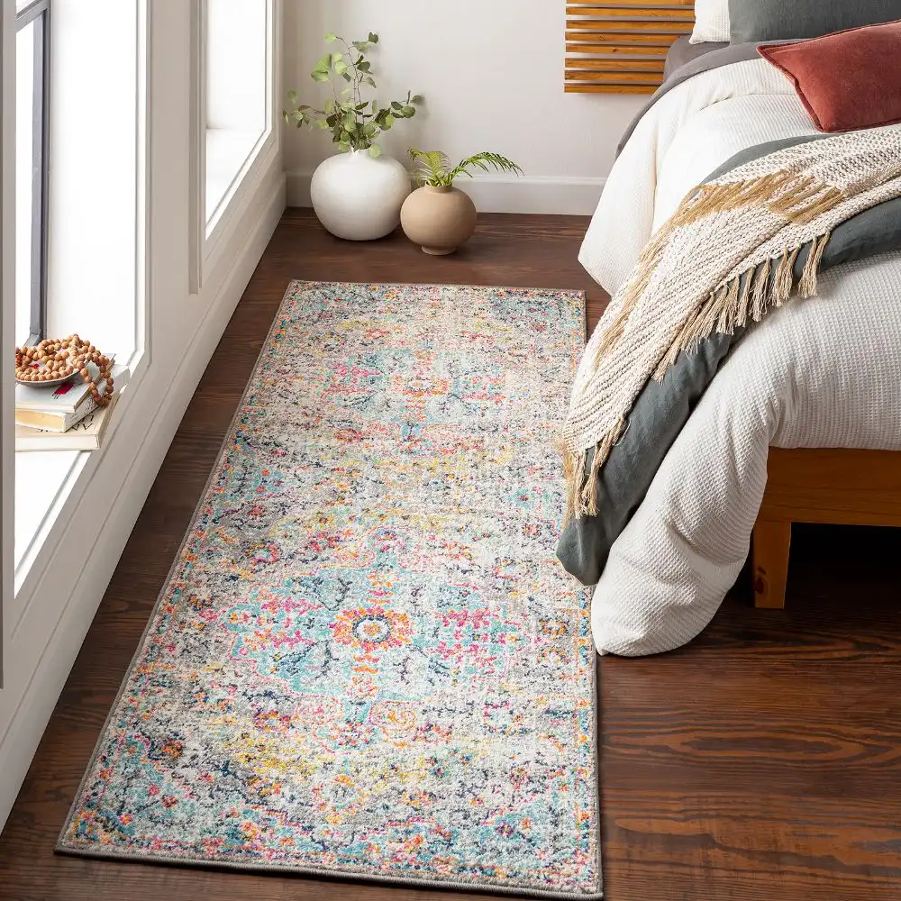 Lou Vintage Oriental Boho Teal/Beige Rug - Image 4