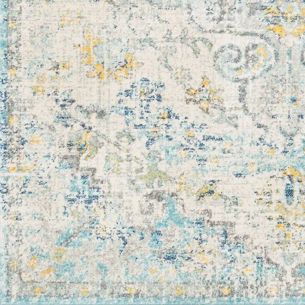 Lou Vintage Oriental Boho Cream/Teal/Yellow Rug - Image 2