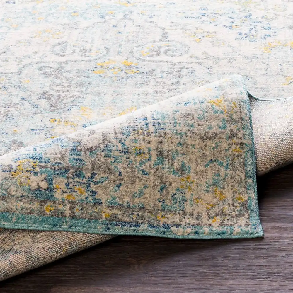 Lou Vintage Oriental Boho Cream/Teal/Yellow Rug - Image 5