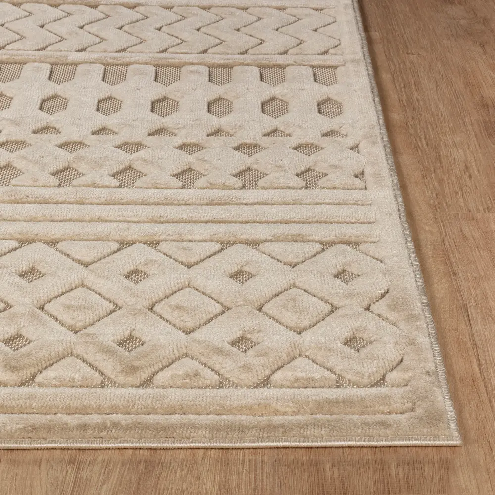 Haruka  In- & Outdoor 3D High & Low Pile Textured Beige Rug - Image 4