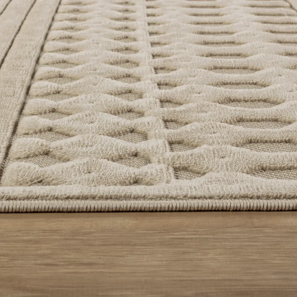 Haruka  In- & Outdoor 3D High & Low Pile Textured Beige Rug - Image 5