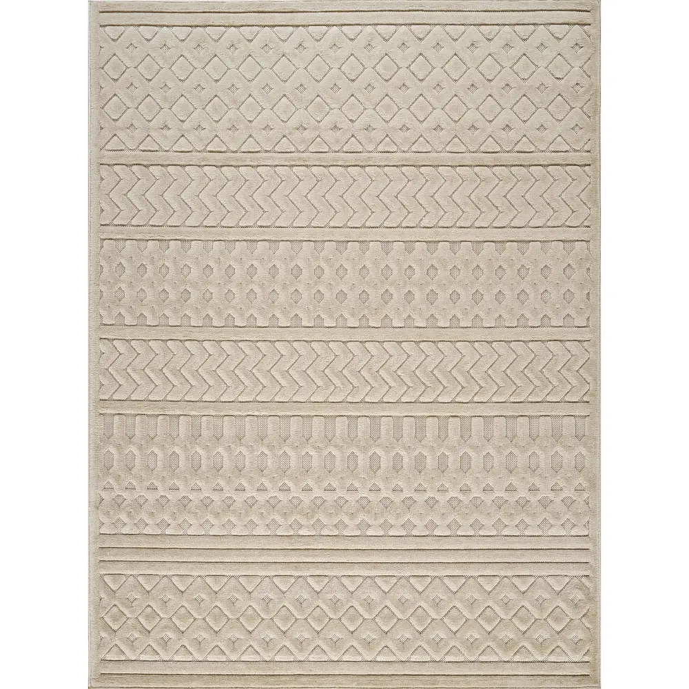 Haruka  In- & Outdoor 3D High & Low Pile Textured Beige Rug - Image 8