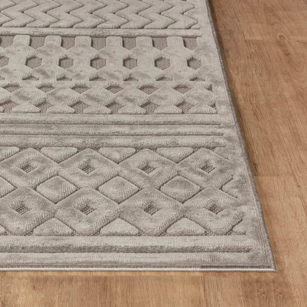 Haruka  In- & Outdoor 3D High & Low Pile Textured Grey Rug - Image 4