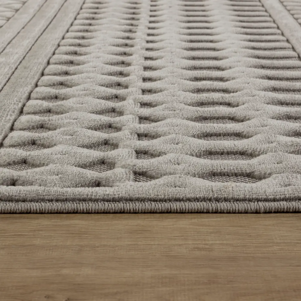 Haruka  In- & Outdoor 3D High & Low Pile Textured Grey Rug - Image 5