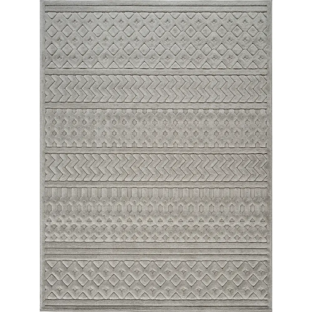 Haruka  In- & Outdoor 3D High & Low Pile Textured Grey Rug - Image 8