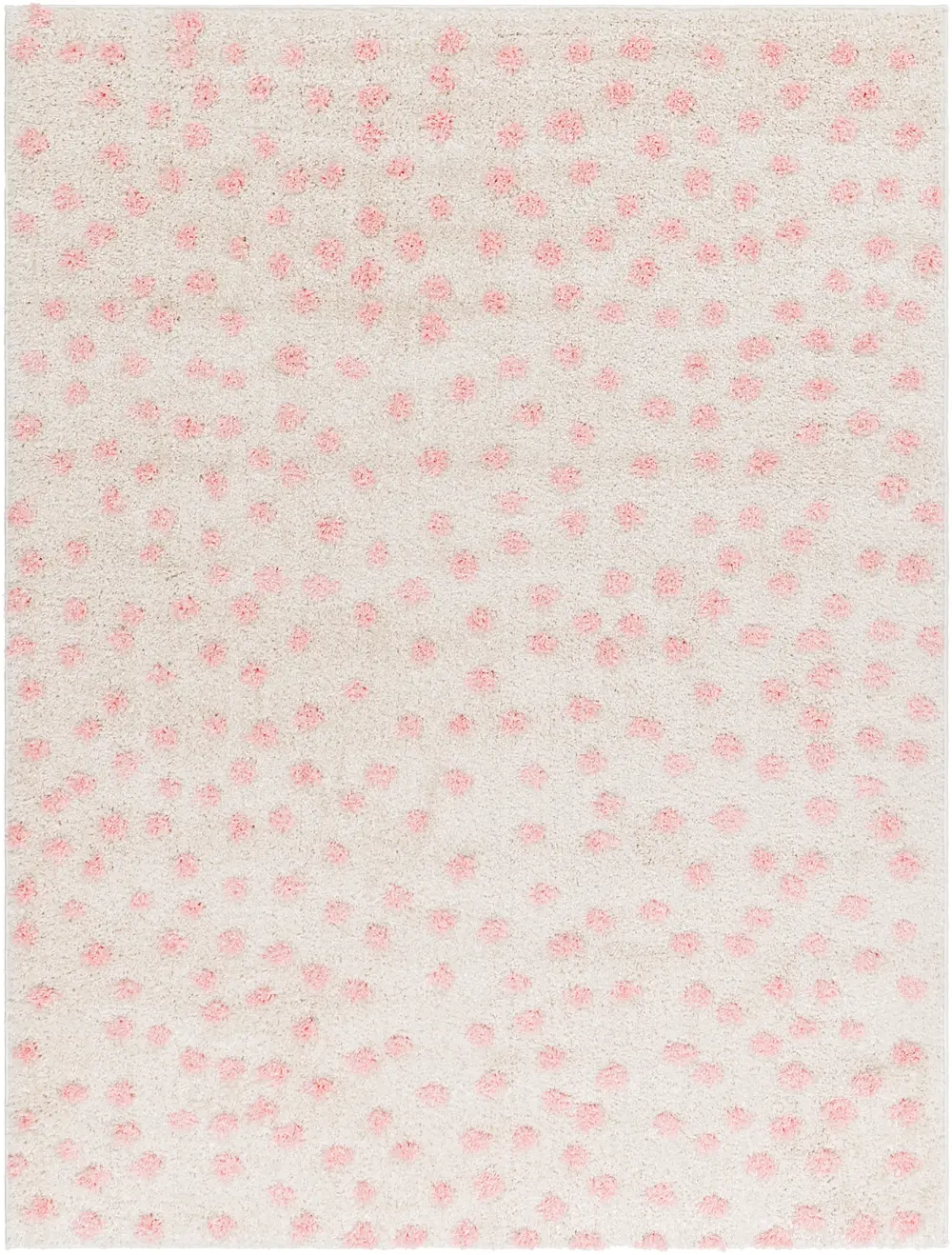 Hekuba Shaggy Modern Plush Pile Beige/Light/Pink Polka Dot Rug - Image 4